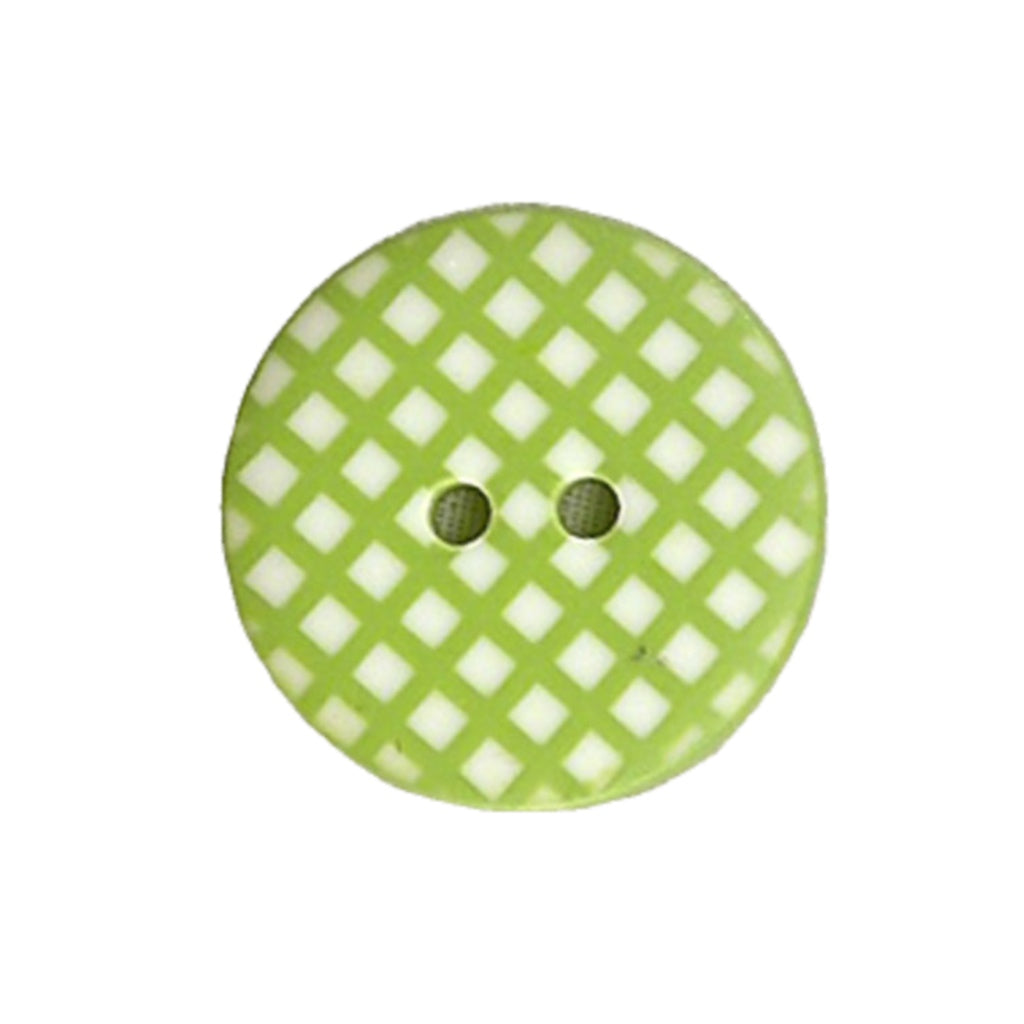 Button  STBTGR1 Lime  Gingham 25mm