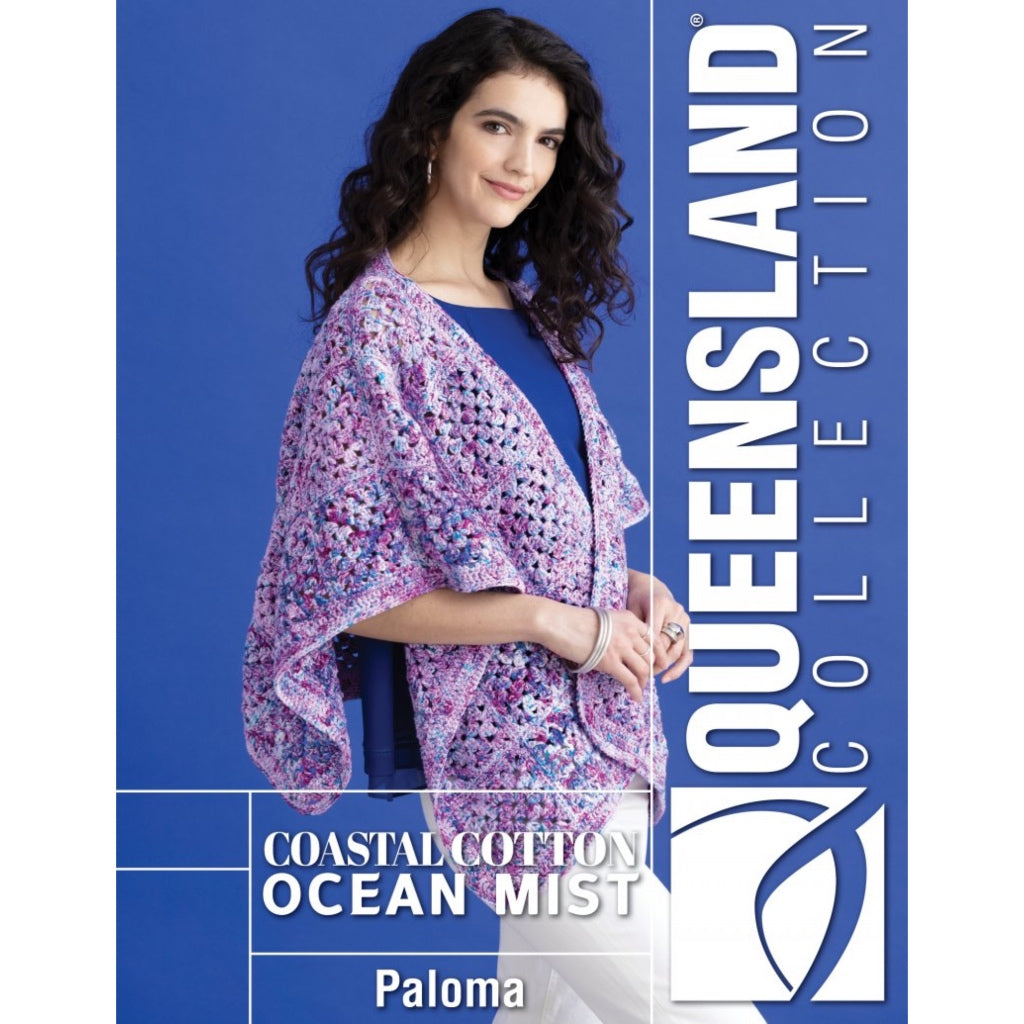 Queensland Collection 139-01 Coastal Cotton Ocean Mist  Paloma Crochet Poncho