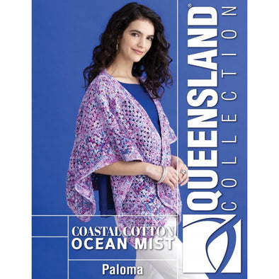 Queensland Collection 139-01 Coastal Cotton Ocean Mist  Paloma Crochet Poncho
