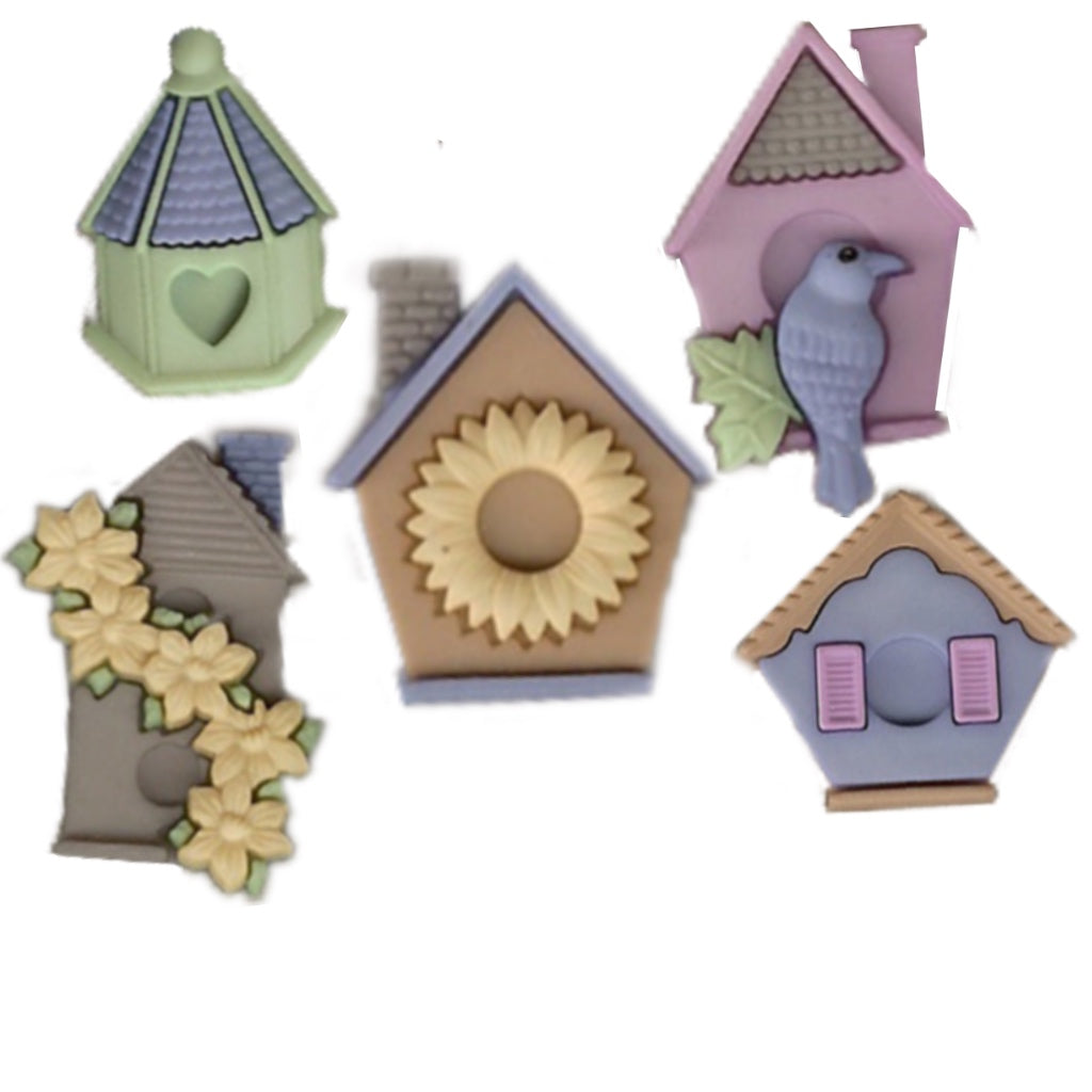 Button 7695 Birdhouses (5) Dress It Up 25mm