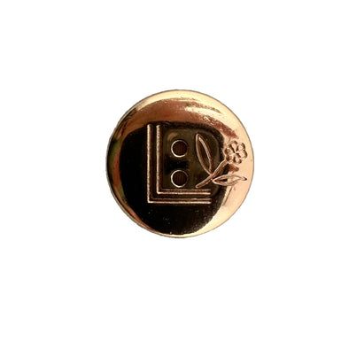Button 311044 Bronze Metal with Stemmed Flower imprint 20mm
