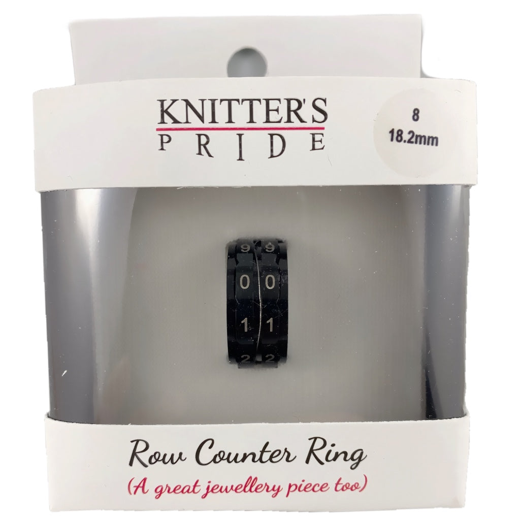 Row Counter Ring  Knitters Pride Size 8 - 18.2mm Black