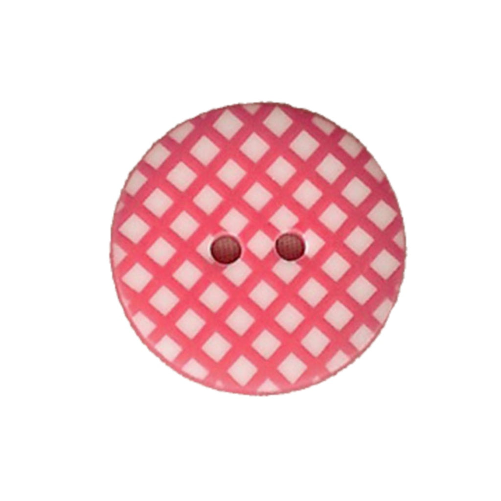 Button  STBTGR1 Hot Pink Gingham 25mm