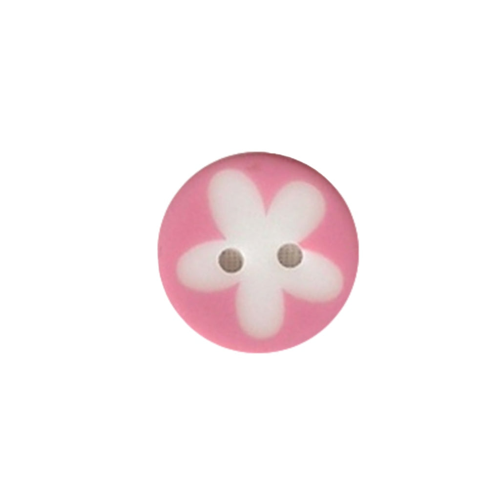 Button 952539 Pink with White Flower Image 16mm