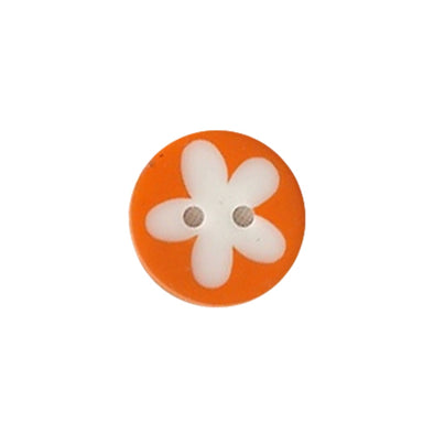 Button 952613DB Orange with White Flower Image 16mm
