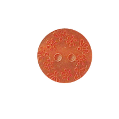 Button 793670 Orange with Flower Etched 10mm