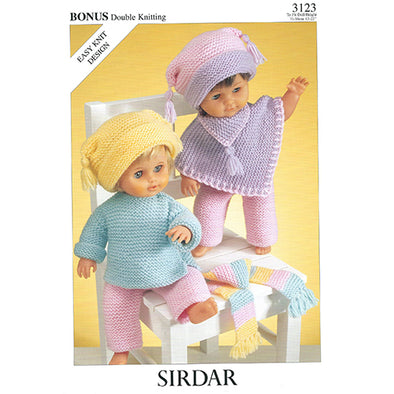Sirdar 3123 Dolls Outfits Garter Stitch