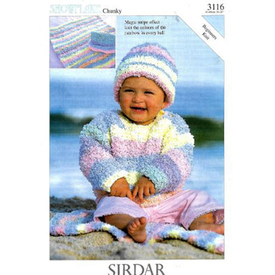 Sirdar 3116 Snowflake Chunky Baby Sweater and Cap