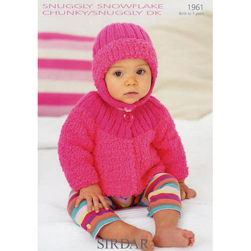 Sirdar 1961 Snowflake Chunky Cardigan with Earflap Cap