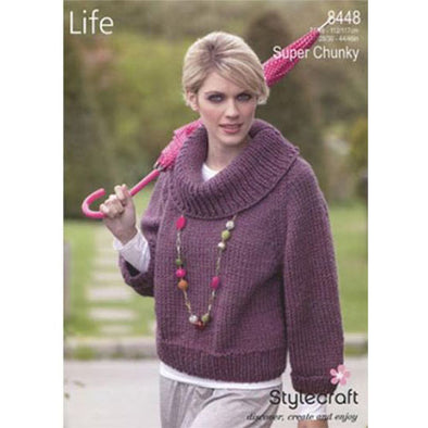 Stylecraft 8448 Super Chunky Turtleneck Sweater