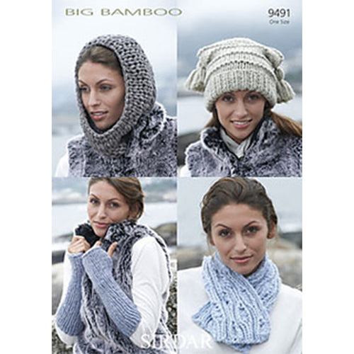 Sirdar 9491 Big Bamboo Snood, Hat, Fingerless Mittens