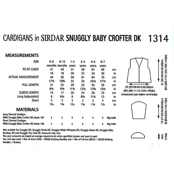 Sirdar 1314 Baby Crofter Cardigan