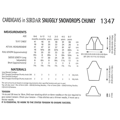 Sirdar 1347 Snowdrops Cardigan