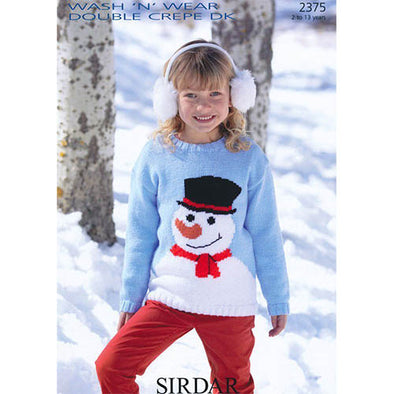 Sirdar 2375 Wash N Wear DK Frostie Snowman Sweater - Intarsia