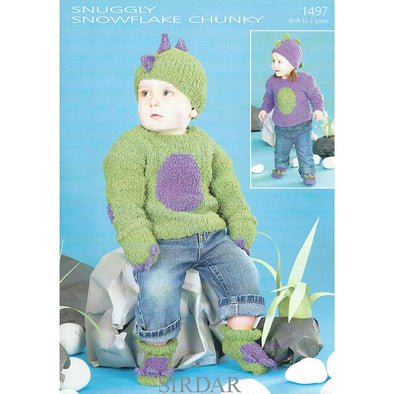Sirdar 1497 Snowflake Chunky Dinosaur Sweater and Hat