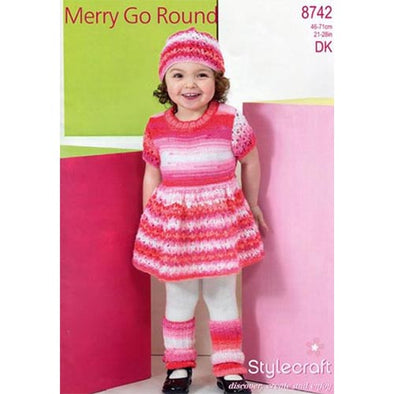 Stylecraft 8742 Merry Go Round DK Dress, Hat, Leg Warmers