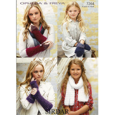 Sirdar 7264 Ophelia Mitts and scarfs