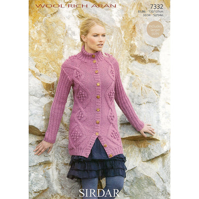 Sirdar 7332 Wool Rich Aran Coat