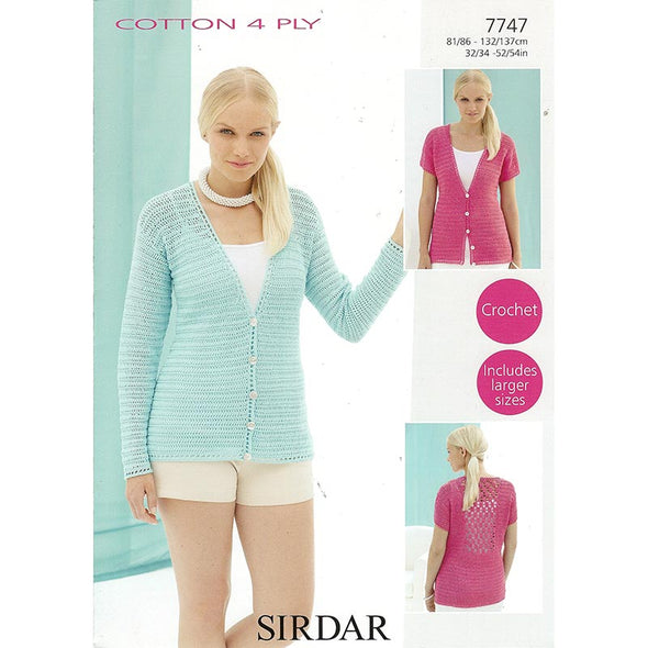 Sirdar 7747 Cotton 4 Ply cardigan