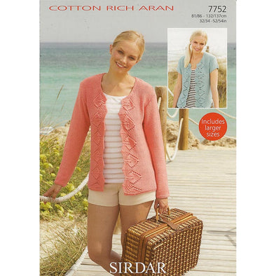 Sirdar 7752 Cotton Rich Aran Cardigan