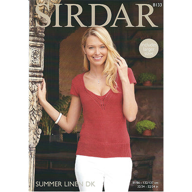 Sirdar 8133 Summer Linen Ladies V neck Top