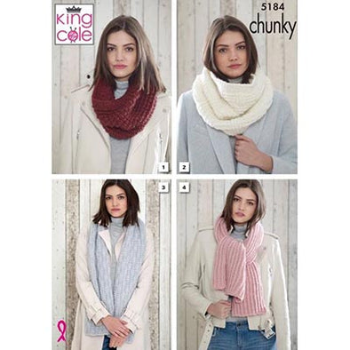 King Cole 5184 Scarves or Snoods Chunky