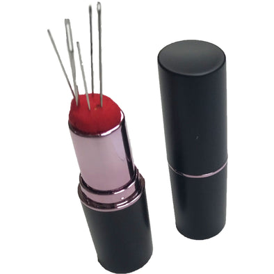 Needles in Lipstick Pin Case - 5 needles in Black or Red