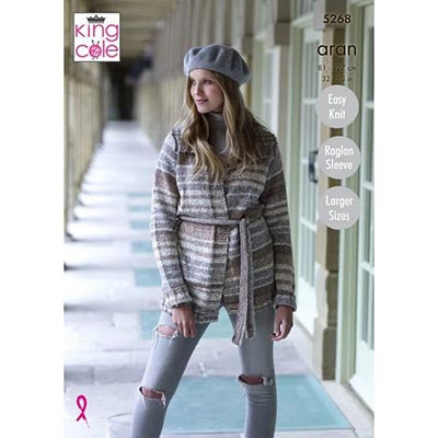 King Cole 5268 Wrap Coat and Cardigan  Aran