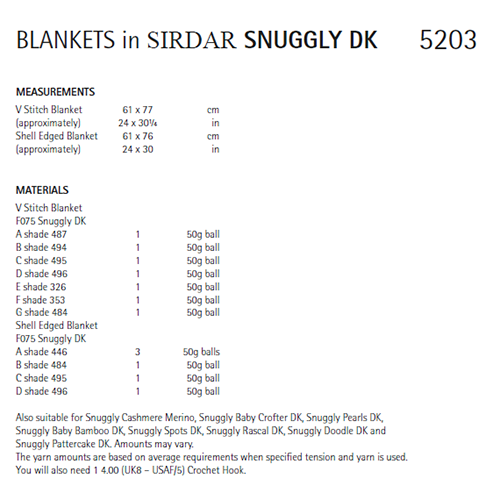 Sirdar 5203 Snuggly DK Blankets