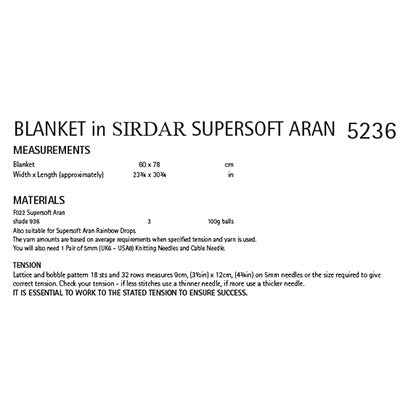 Sirdar 5236 Supersoft Aran Blanket