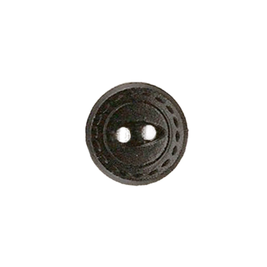 Button 101928PB Black Stitch Edge 14mm