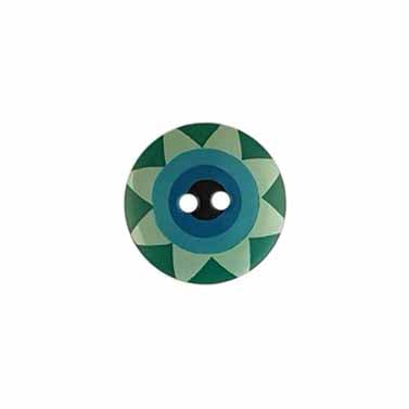 Button 261403 Star Flower Green 15mm