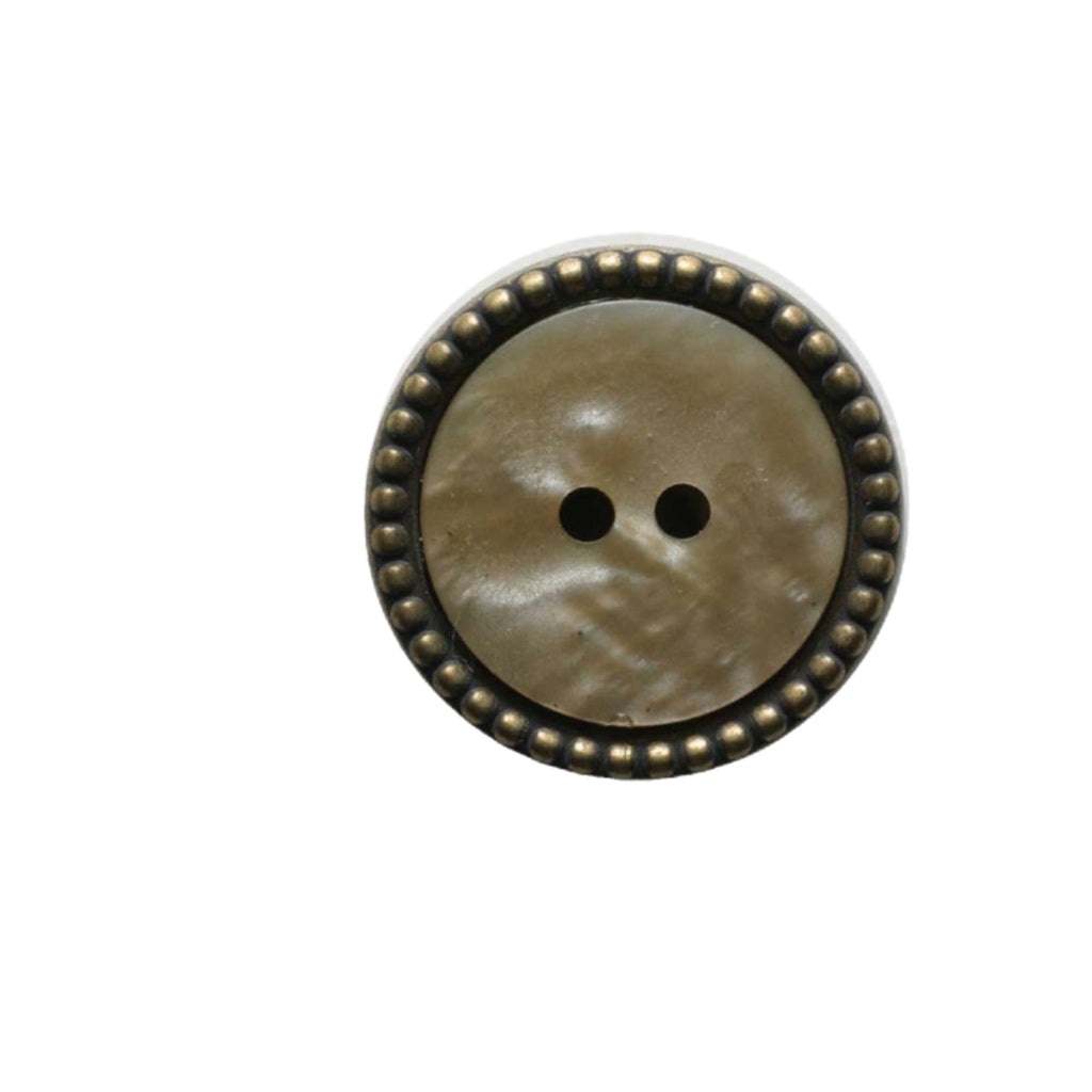Button 280672 Metal Beaded Edge Pearl Inlay 18mm
