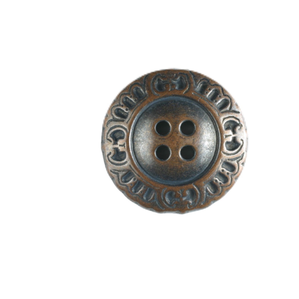 Button 290197 Copper Convex Etched Edge 18mm