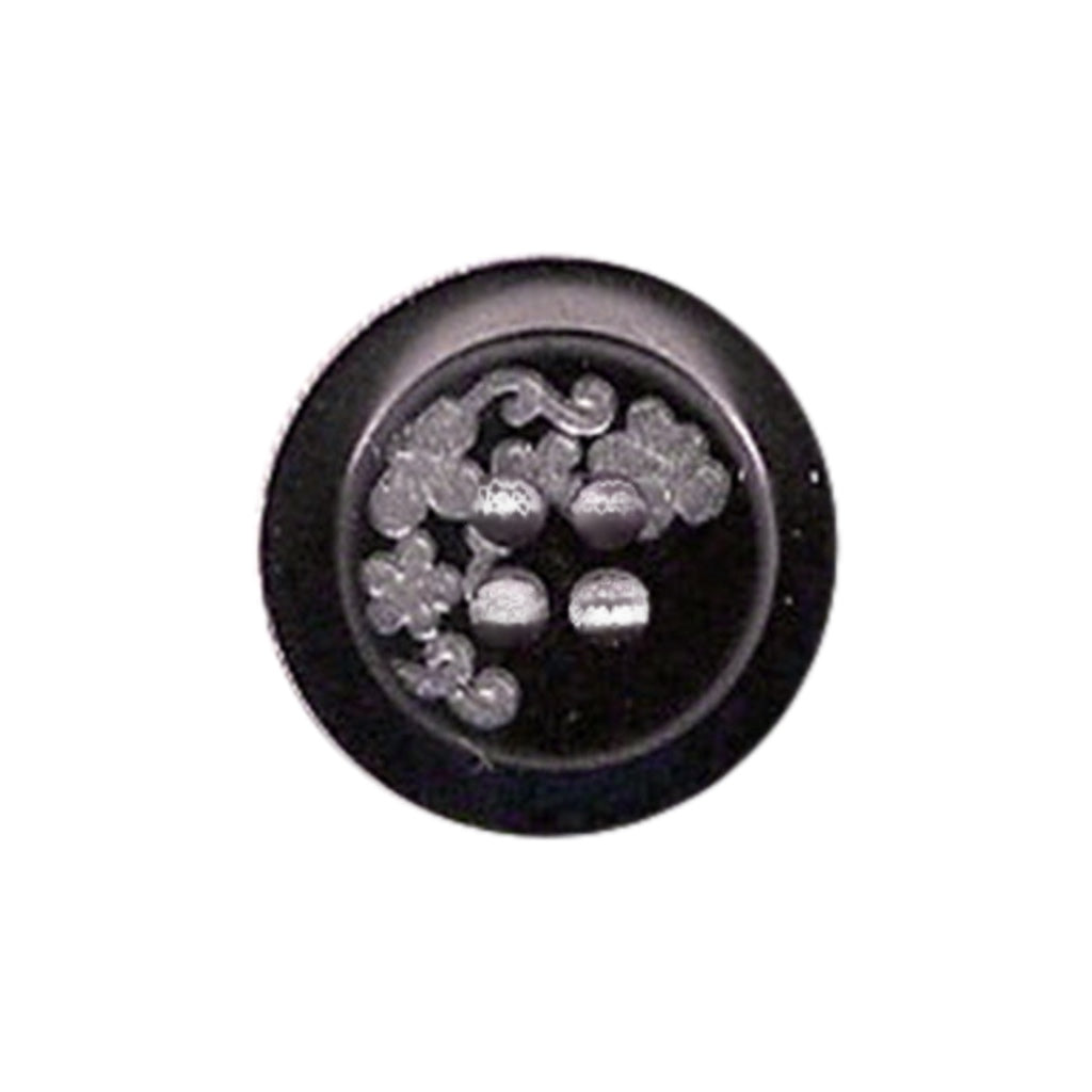 Button 553229 Purple Silver Floral 18mm