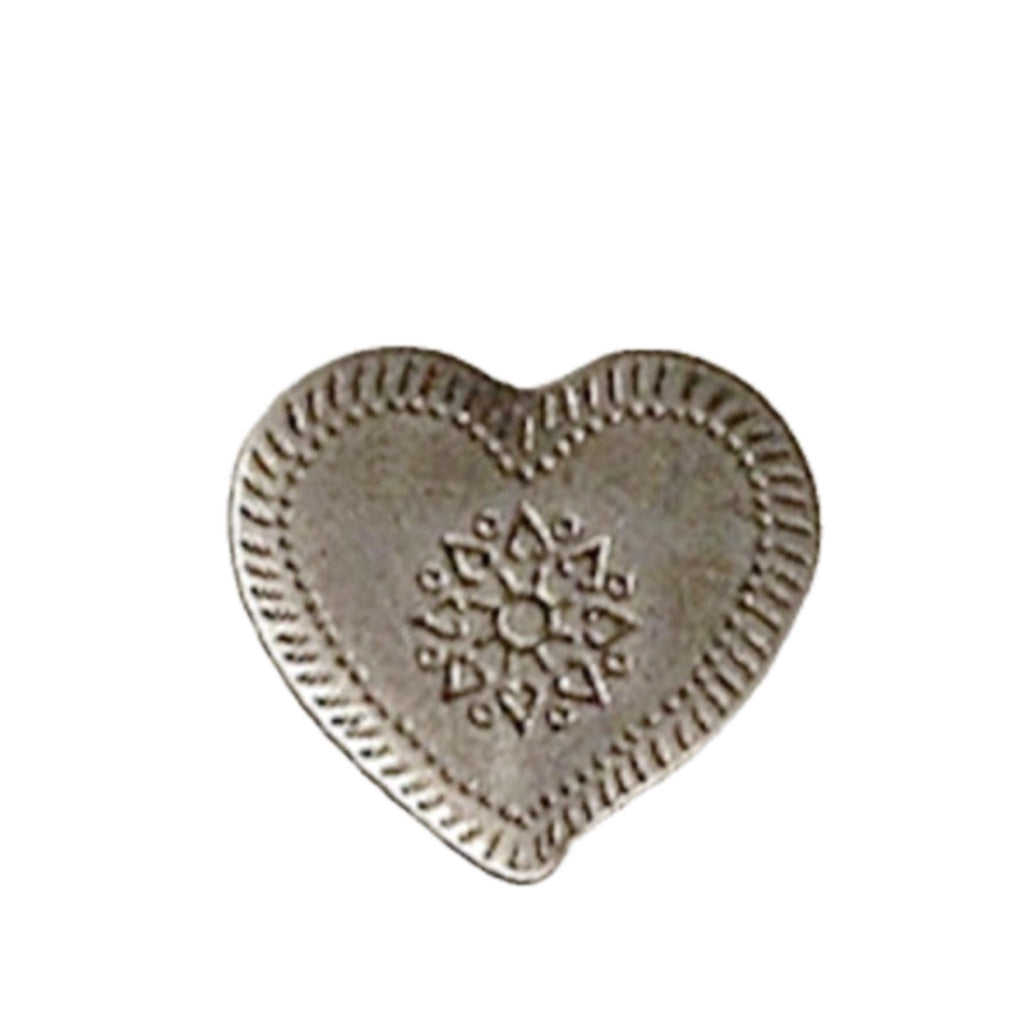 Button 952535 Silver Heart Engraved Flower 15mm