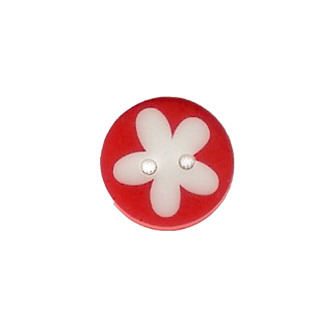 Button 952591 Red White Flower Centre 16mm