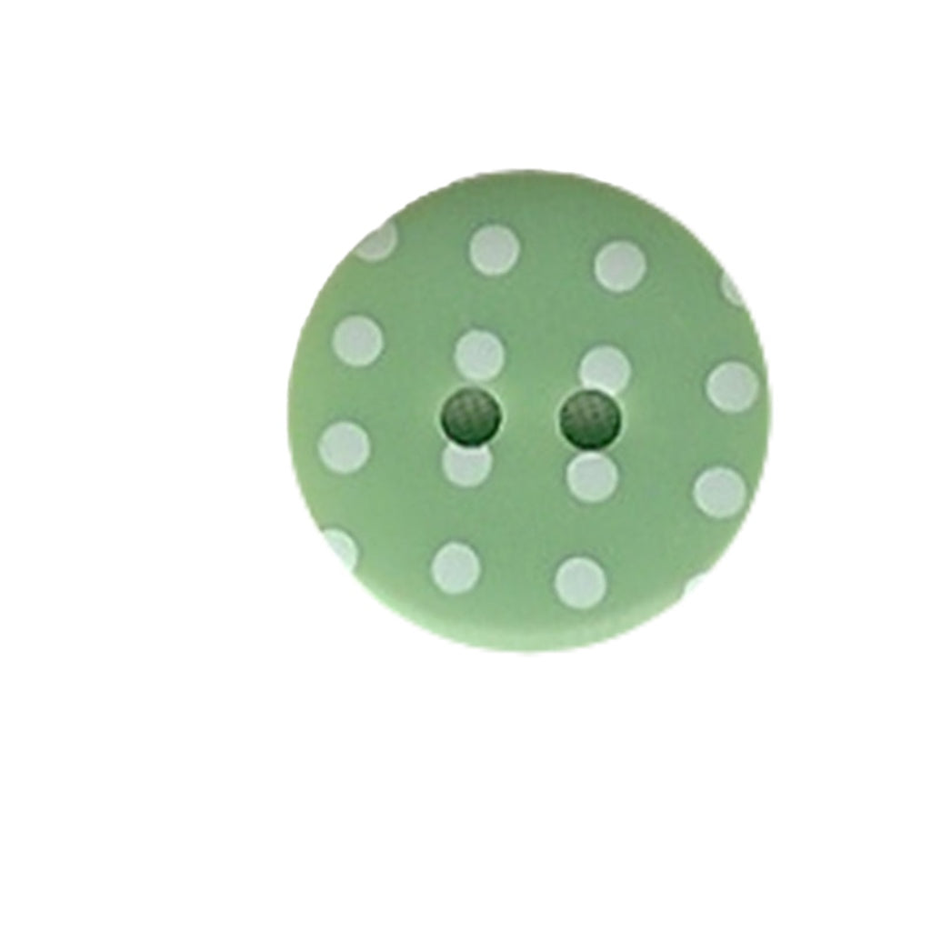 Button 952602 Lime Green White Polka Dot 18mm
