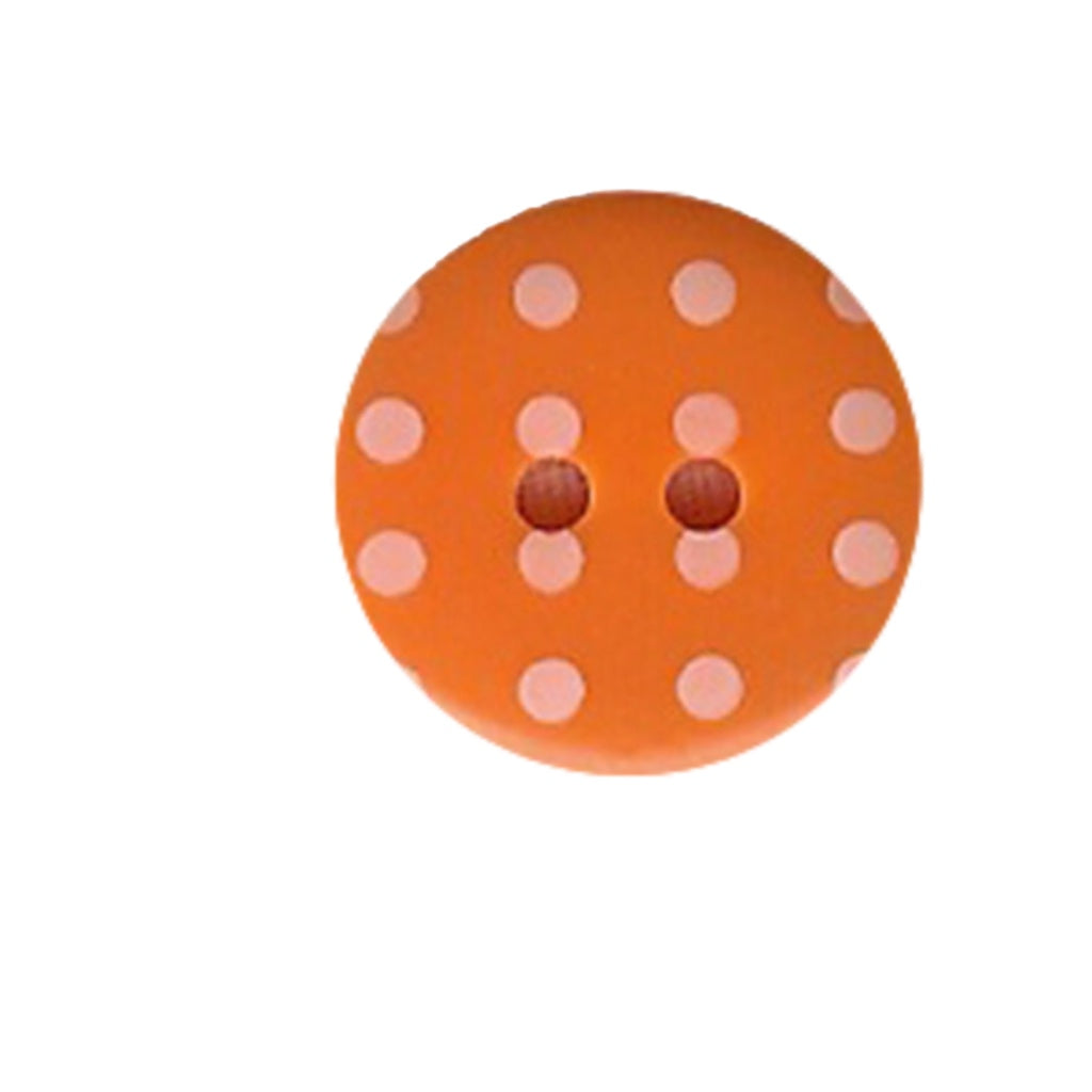 Button 952603V Tangerine White Polka Dot 18mm