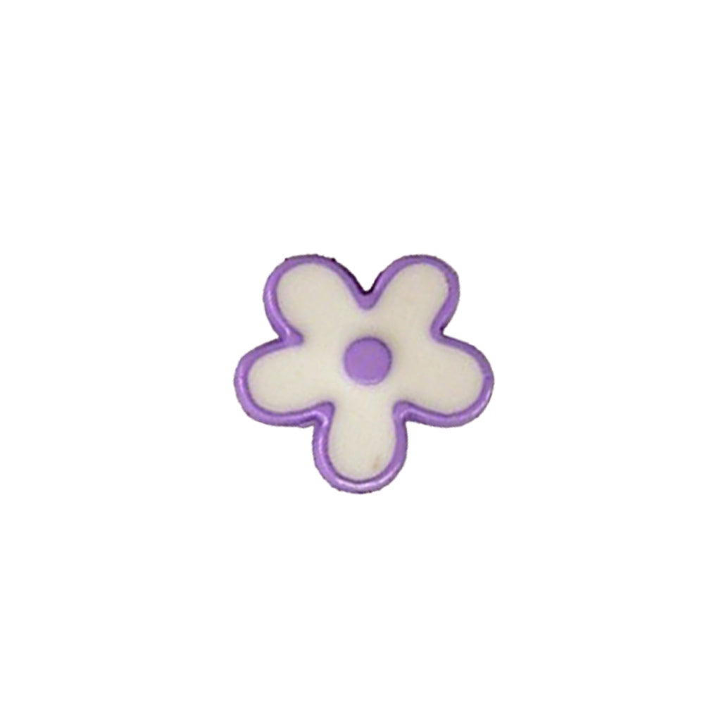 Button 952657 White Purple Edge Flower 13mm