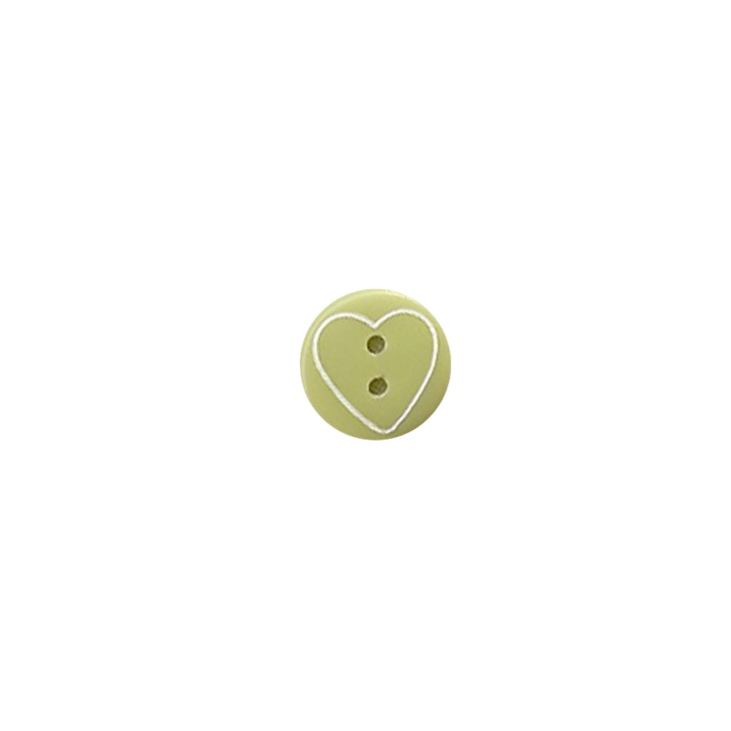 Button 952672 Dusty Green Heart Outline 11mm
