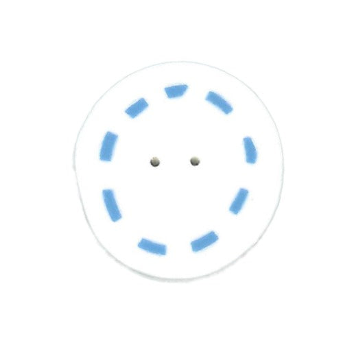 JABbw1009.L White Circle with Blue Stitches Large