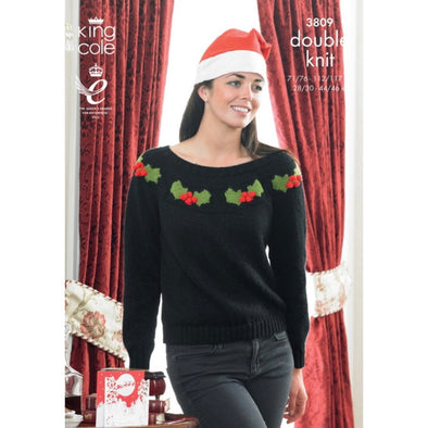 King Cole 3809 Holly and Berries or Candy Cane Sweater