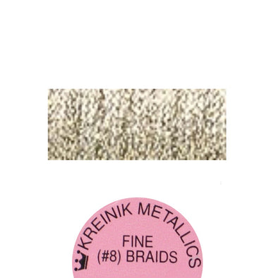 Kreinik Metallic #8 Braid   017HL White Gold Braid