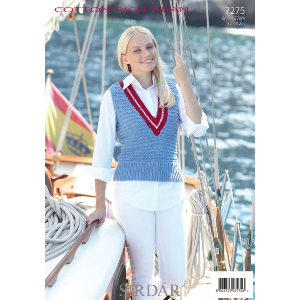 Sirdar 7275 Cotton Rich Aran Sweater