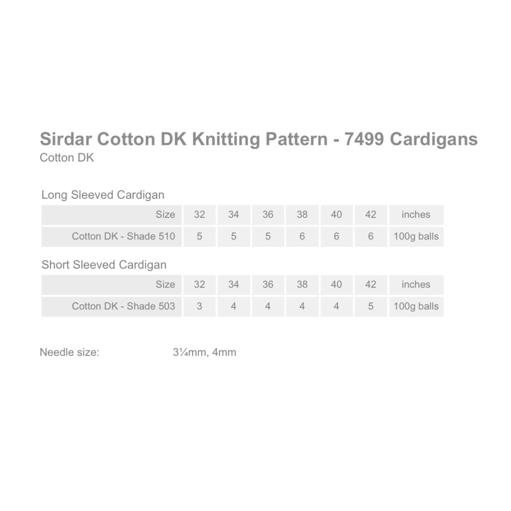 Sirdar 7499 Cotton DK Cardigans