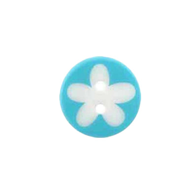 Button 952660DB Blue with White Flower Image 16mm