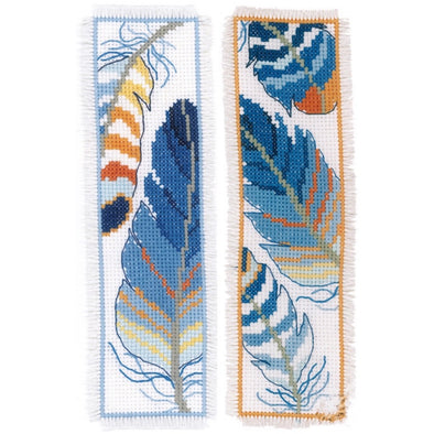 Vervaco PN070379 Blue Feathers Bookmarks