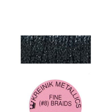 Kreinik Metallic #8 Braid   005HL Black High Lustre