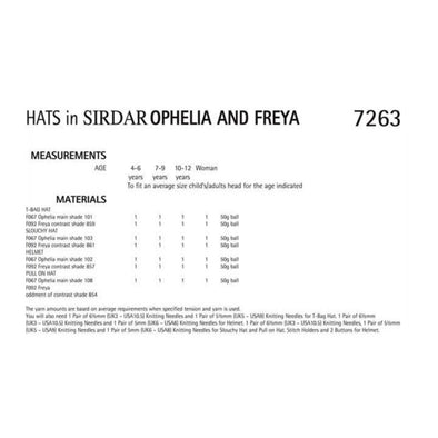 Sirdar 7263 Ophelia Hats Chunky